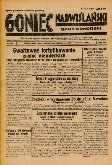 Goniec Nadwiślański: Głos Pomorski: Niezależne pismo poranne, poświęcone sprawom stanu średniego 1938.08.15/14/13 R.14 Nr185