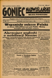 Goniec Nadwiślański: Głos Pomorski: Niezależne pismo poranne, poświęcone sprawom stanu średniego 1938.08.16 R.14 Nr186