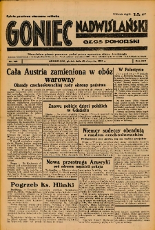 Goniec Nadwiślański: Głos Pomorski: Niezależne pismo poranne, poświęcone sprawom stanu średniego 1938.08.19 R.14 Nr189