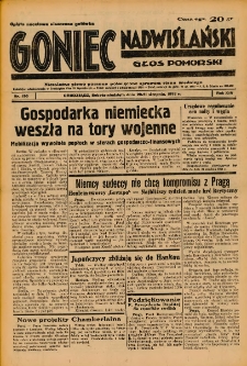 Goniec Nadwiślański: Głos Pomorski: Niezależne pismo poranne, poświęcone sprawom stanu średniego 1938.08.21/20 R.14 Nr190