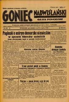 Goniec Nadwiślański: Głos Pomorski: Niezależne pismo poranne, poświęcone sprawom stanu średniego 1938.08.29 R.14 Nr197