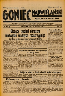 Goniec Nadwiślański: Głos Pomorski: Niezależne pismo poranne, poświęcone sprawom stanu średniego 1938.08.31 R.14 Nr199