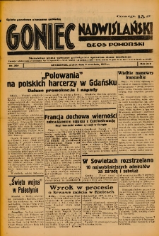 Goniec Nadwiślański: Głos Pomorski: Niezależne pismo poranne, poświęcone sprawom stanu średniego 1938.09.02 R.14 Nr201