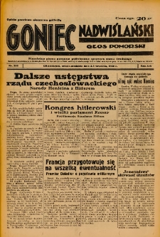 Goniec Nadwiślański: Głos Pomorski: Niezależne pismo poranne, poświęcone sprawom stanu średniego 1938.09.04/03 R.14 Nr202