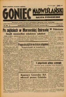 Goniec Nadwiślański: Głos Pomorski: Niezależne pismo poranne, poświęcone sprawom stanu średniego 1938.09.11/10 R.14 Nr208