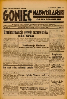 Goniec Nadwiślański: Głos Pomorski: Niezależne pismo poranne, poświęcone sprawom stanu średniego 1938.09.17-18 R.14 Nr214