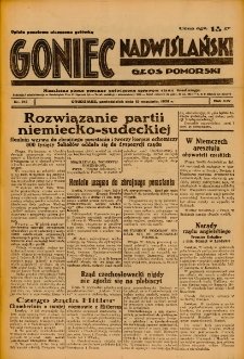 Goniec Nadwiślański: Głos Pomorski: Niezależne pismo poranne, poświęcone sprawom stanu średniego 1938.09.19 R.14 Nr215