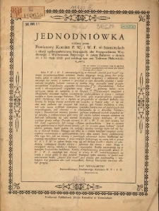 Jednodniówka wydana przez Powiatowy Komitet P.W. i W.F. w Szamotułach z okazji ogólnopaństwowej propagandy idei Przysposobienia Wojskowego i Wychowania Fizycznego w całem państwie w dniach 11. i 12. maja 1929