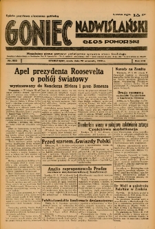 Goniec Nadwiślański: Głos Pomorski: Niezależne pismo poranne, poświęcone sprawom stanu średniego 1938.09.28 R.14 Nr223