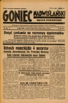 Goniec Nadwiślański: Głos Pomorski: Niezależne pismo poranne, poświęcone sprawom stanu średniego 1938.10.01-02 R.14 Nr226