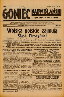 Goniec Nadwiślański: Głos Pomorski: Niezależne pismo poranne, poświęcone sprawom stanu średniego 1938.10.03 R.14 Nr227