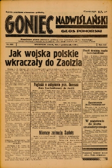 Goniec Nadwiślański: Głos Pomorski: Niezależne pismo poranne, poświęcone sprawom stanu średniego 1938.10.04 R.14 Nr228