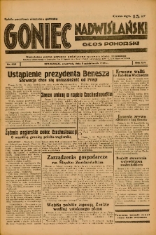 Goniec Nadwiślański: Głos Pomorski: Niezależne pismo poranne, poświęcone sprawom stanu średniego 1938.10.06 R.14 Nr230