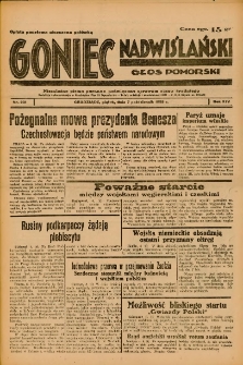 Goniec Nadwiślański: Głos Pomorski: Niezależne pismo poranne, poświęcone sprawom stanu średniego 1938.10.07 R.14 Nr231