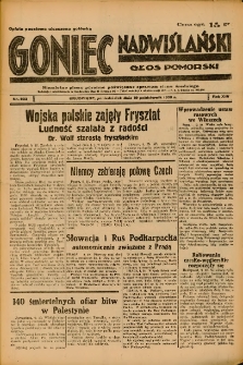 Goniec Nadwiślański: Głos Pomorski: Niezależne pismo poranne, poświęcone sprawom stanu średniego 1938.10.10 R.14 Nr233