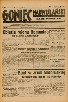 Goniec Nadwiślański: Głos Pomorski: Niezależne pismo poranne, poświęcone sprawom stanu średniego 1938.10.12 R.14 Nr235
