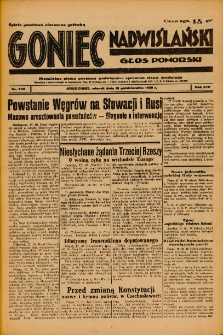 Goniec Nadwiślański: Głos Pomorski: Niezależne pismo poranne, poświęcone sprawom stanu średniego 1938.10.18 R.14 Nr240