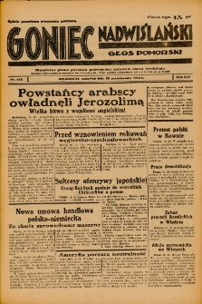 Goniec Nadwiślański: Głos Pomorski: Niezależne pismo poranne, poświęcone sprawom stanu średniego 1938.10.20 R.14 Nr242
