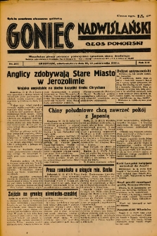 Goniec Nadwiślański: Głos Pomorski: Niezależne pismo poranne, poświęcone sprawom stanu średniego 1938.10.22-23 R.14 Nr244