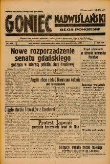 Goniec Nadwiślański: Głos Pomorski: Niezależne pismo poranne, poświęcone sprawom stanu średniego 1938.10.29-30 R.14 Nr250