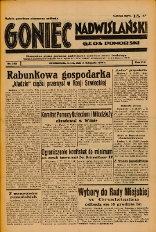 Goniec Nadwiślański: Głos Pomorski: Niezależne pismo poranne, poświęcone sprawom stanu średniego 1938.11.02 R.14 Nr252