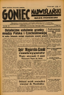 Goniec Nadwiślański: Głos Pomorski: Niezależne pismo poranne, poświęcone sprawom stanu średniego 1938.11.03 R.14 Nr253