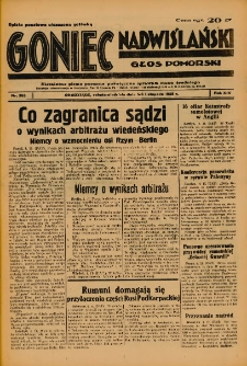 Goniec Nadwiślański: Głos Pomorski: Niezależne pismo poranne, poświęcone sprawom stanu średniego 1938.11.05-06 R.14 Nr255