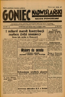 Goniec Nadwiślański: Głos Pomorski: Niezależne pismo poranne, poświęcone sprawom stanu średniego 1938.11.14 R.14 Nr262