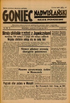 Goniec Nadwiślański: Głos Pomorski: Niezależne pismo poranne, poświęcone sprawom stanu średniego 1938.11.15 R.14 Nr263