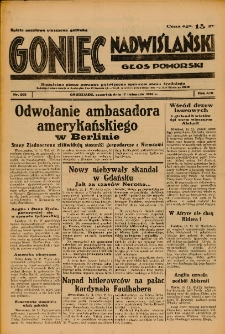 Goniec Nadwiślański: Głos Pomorski: Niezależne pismo poranne, poświęcone sprawom stanu średniego 1938.11.17 R.14 Nr265