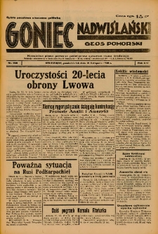 Goniec Nadwiślański: Głos Pomorski: Niezależne pismo poranne, poświęcone sprawom stanu średniego 1938.11.21 R.14 Nr268