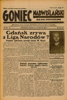 Goniec Nadwiślański: Głos Pomorski: Niezależne pismo poranne, poświęcone sprawom stanu średniego 1938.11.24 R.14 Nr271