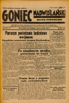 Goniec Nadwiślański: Głos Pomorski: Niezależne pismo poranne, poświęcone sprawom stanu średniego 1938.11.03-04 R.14 Nr279