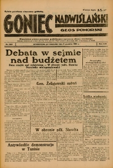Goniec Nadwiślański: Głos Pomorski: Niezależne pismo poranne, poświęcone sprawom stanu średniego 1938.12.05 R.14 Nr280