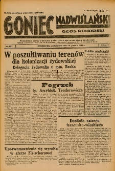 Goniec Nadwiślański: Głos Pomorski: Niezależne pismo poranne, poświęcone sprawom stanu średniego 1938.12.12 R.14 Nr285