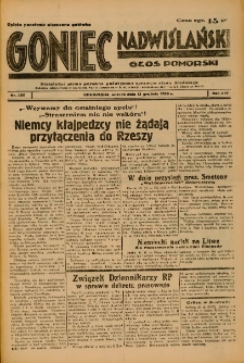 Goniec Nadwiślański: Głos Pomorski: Niezależne pismo poranne, poświęcone sprawom stanu średniego 1938.12.13 R.14 Nr286