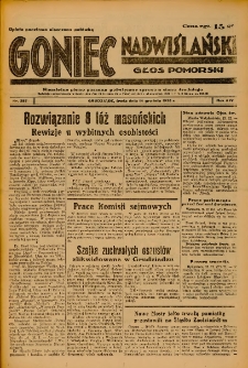 Goniec Nadwiślański: Głos Pomorski: Niezależne pismo poranne, poświęcone sprawom stanu średniego 1938.12.14 R.14 Nr287