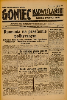 Goniec Nadwiślański: Głos Pomorski: Niezależne pismo poranne, poświęcone sprawom stanu średniego 1938.12.17-18 R.14 Nr290