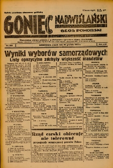Goniec Nadwiślański: Głos Pomorski: Niezależne pismo poranne, poświęcone sprawom stanu średniego 1938.12.20 R.14 Nr292
