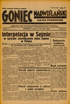 Goniec Nadwiślański: Głos Pomorski: Niezależne pismo poranne, poświęcone sprawom stanu średniego 1938.12.22 R.14 Nr294