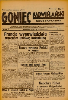Goniec Nadwiślański: Głos Pomorski: Niezależne pismo poranne, poświęcone sprawom stanu średniego 1938.12.27 R.14 Nr297