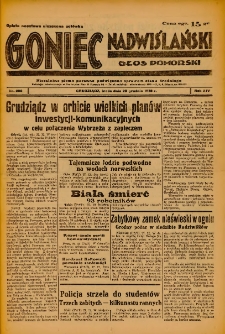 Goniec Nadwiślański: Głos Pomorski: Niezależne pismo poranne, poświęcone sprawom stanu średniego 1938.12.28 R.14 Nr298