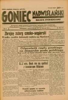 Goniec Nadwiślański: Głos Pomorski: Niezależne pismo poranne, poświęcone sprawom stanu średniego 1939.01.07-08 R.15 Nr6