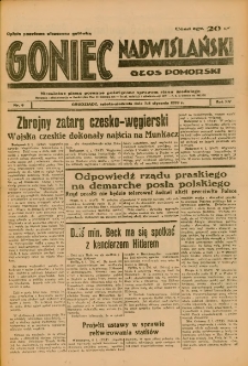 Goniec Nadwiślański: Głos Pomorski: Niezależne pismo poranne, poświęcone sprawom stanu średniego 1939.01.07-08 R.15 Nr6
