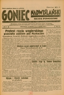 Goniec Nadwiślański: Głos Pomorski: Niezależne pismo poranne, poświęcone sprawom stanu średniego 1939.01.09 R.15 Nr7