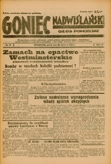 Goniec Nadwiślański: Głos Pomorski: Niezależne pismo poranne, poświęcone sprawom stanu średniego 1939.01.20 R.15 Nr17