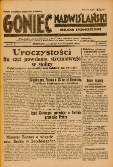 Goniec Nadwiślański: Głos Pomorski: Niezależne pismo poranne, poświęcone sprawom stanu średniego 1939.01.23 R.15 Nr19