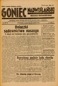 Goniec Nadwiślański: Głos Pomorski: Niezależne pismo poranne, poświęcone sprawom stanu średniego 1939.01.25 R.15 Nr21