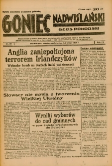 Goniec Nadwiślański: Głos Pomorski: Niezależne pismo poranne, poświęcone sprawom stanu średniego 1939.02.04-05 R.15 Nr29