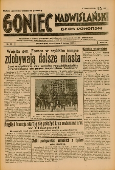 Goniec Nadwiślański: Głos Pomorski: Niezależne pismo poranne, poświęcone sprawom stanu średniego 1939.02.07 R.15 Nr31